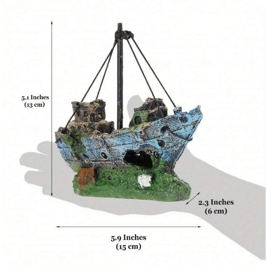 1 pieza Decoración de resina de barco naufragio de estilo pirata