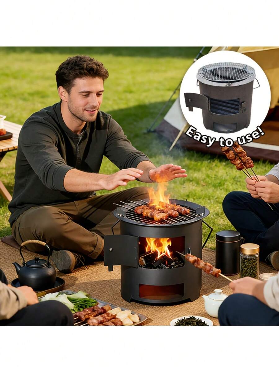 1 pieza Fogata compacta para exteriores, Parrilla de carbón