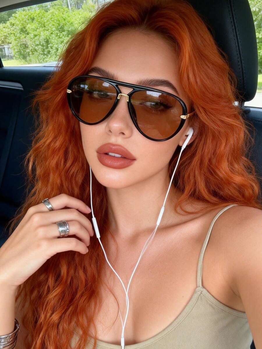 Gafas de moda con marco de metal retro de gran tamaño