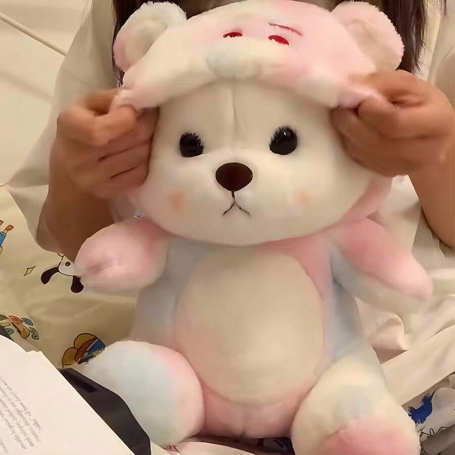 Peluche de oso de peluche con disfraz de tiburón de 28 cm de largo