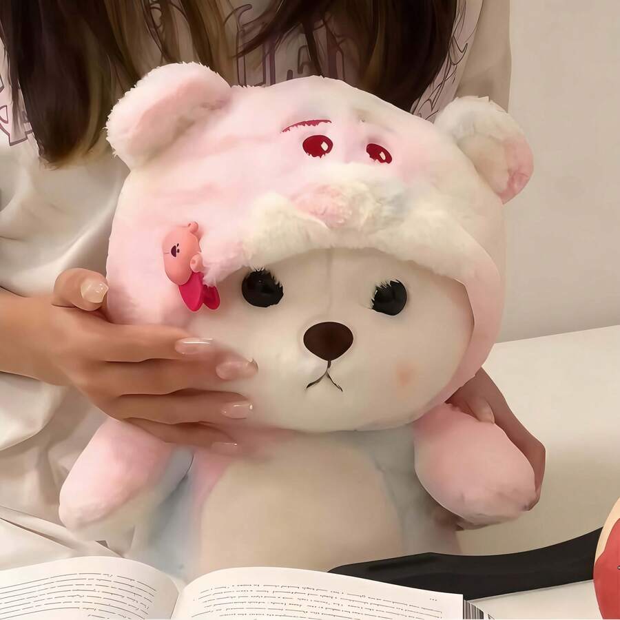 Peluche de oso de peluche con disfraz de tiburón de 28 cm de largo