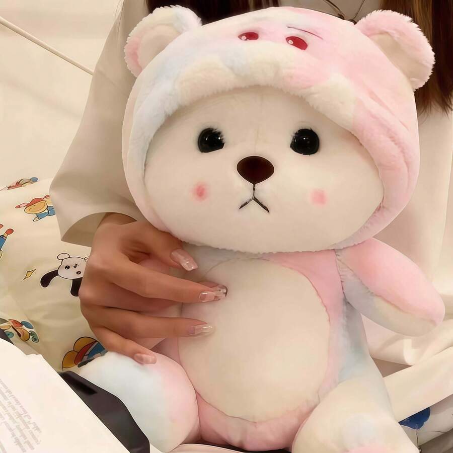 Peluche de oso de peluche con disfraz de tiburón de 28 cm de largo