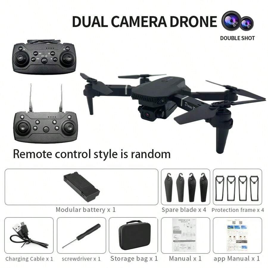 Minidron quipado con cámaras duales, rotación de 360°
