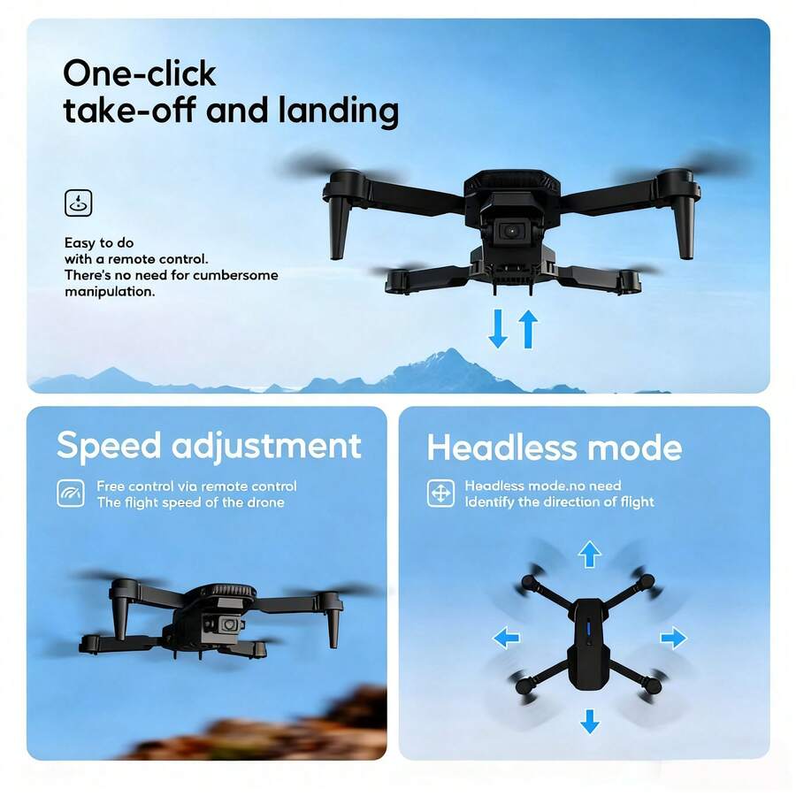 Drone - Plegable y portátil con 2 cámaras y control remoto