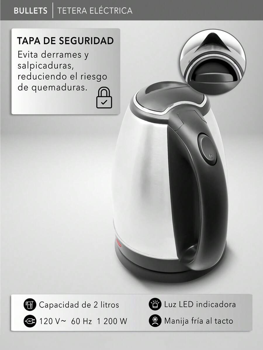 RCA Tetera Eléctrica de Acero Inoxidable