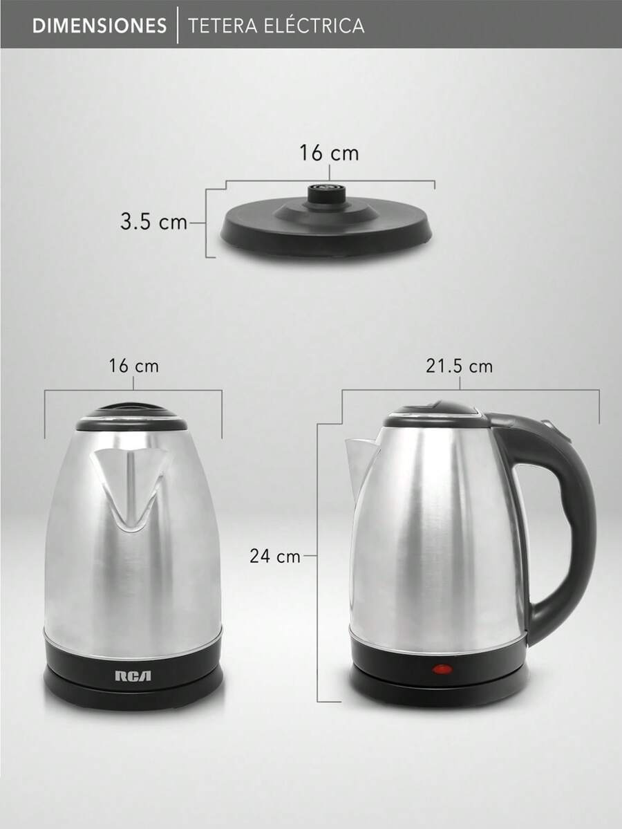 RCA Tetera Eléctrica de Acero Inoxidable