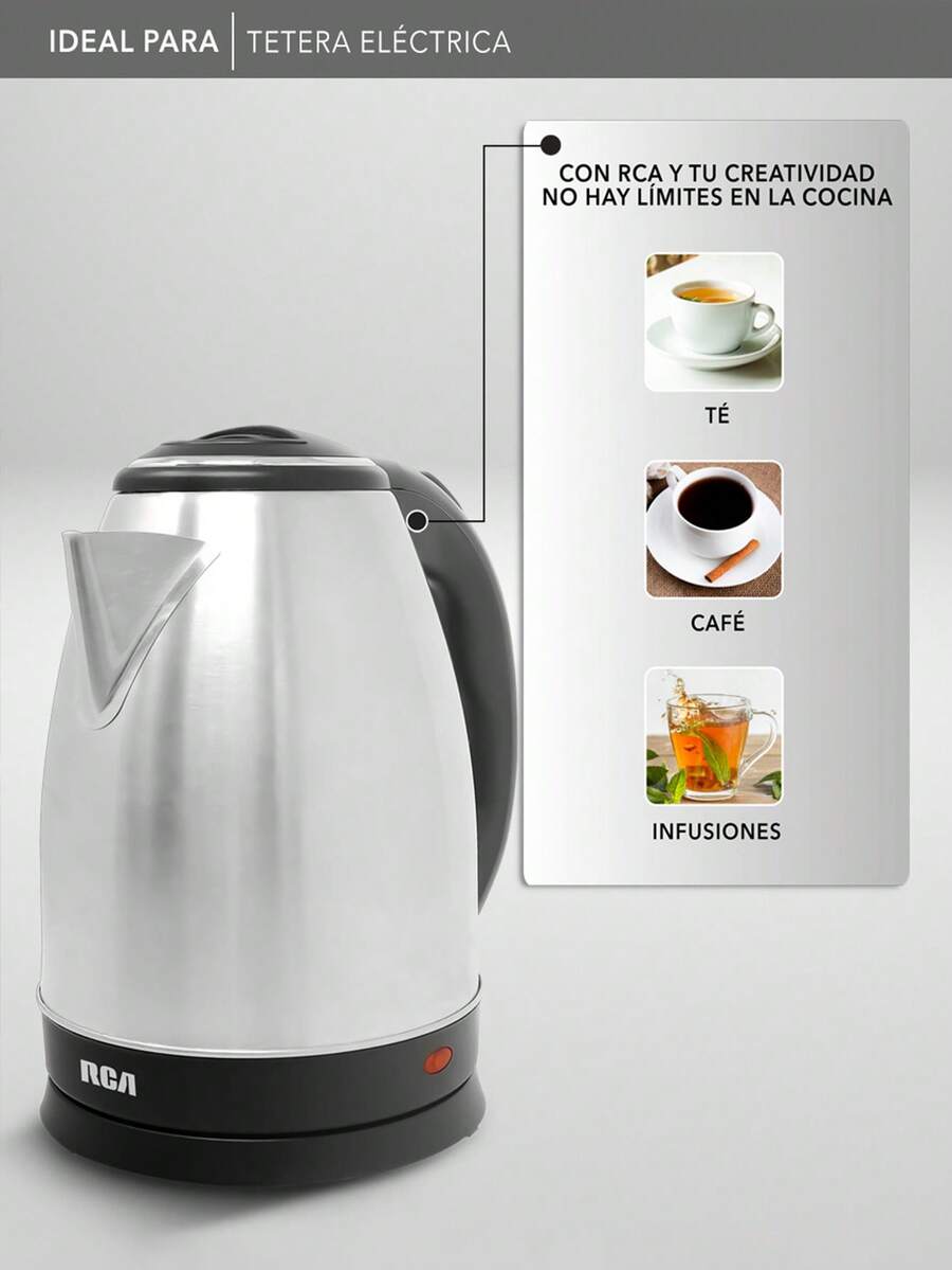 RCA Tetera Eléctrica de Acero Inoxidable