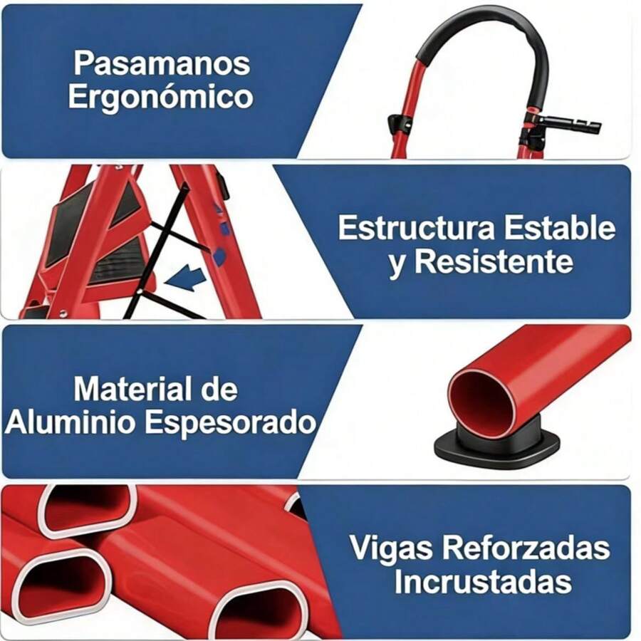 Escalera Plegable Antideslizante de 3/4/5 Peldaños con Asa