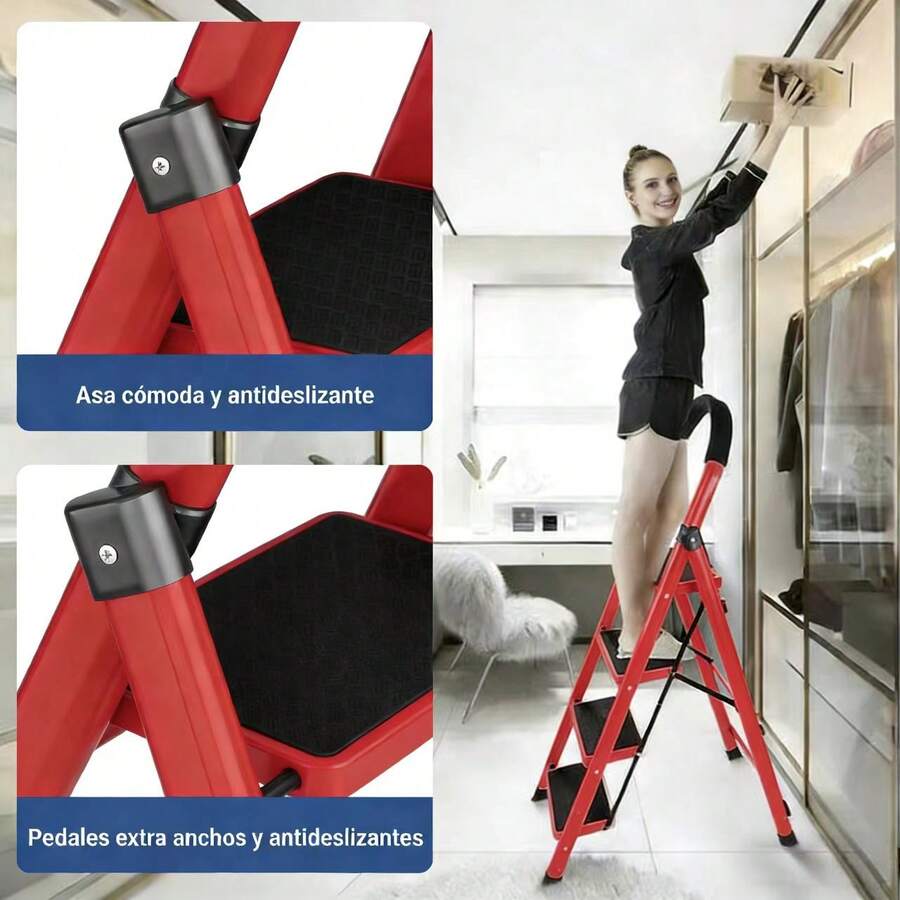 Escalera Plegable Antideslizante de 3/4/5 Peldaños con Asa