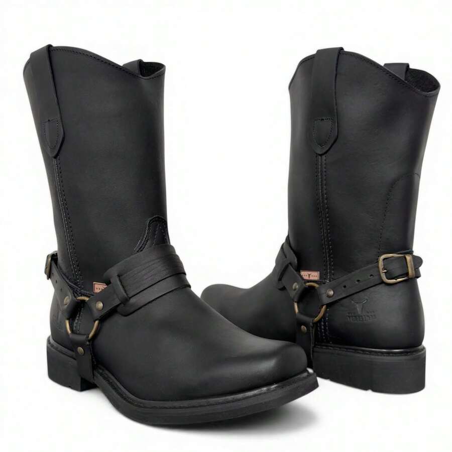 Bota Vaquera Uso Rudo De Argolla Piel Estilo Choper O Campo