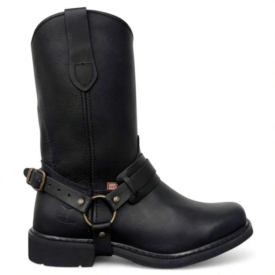 Bota Vaquera Uso Rudo De Argolla Piel Estilo Choper O Campo