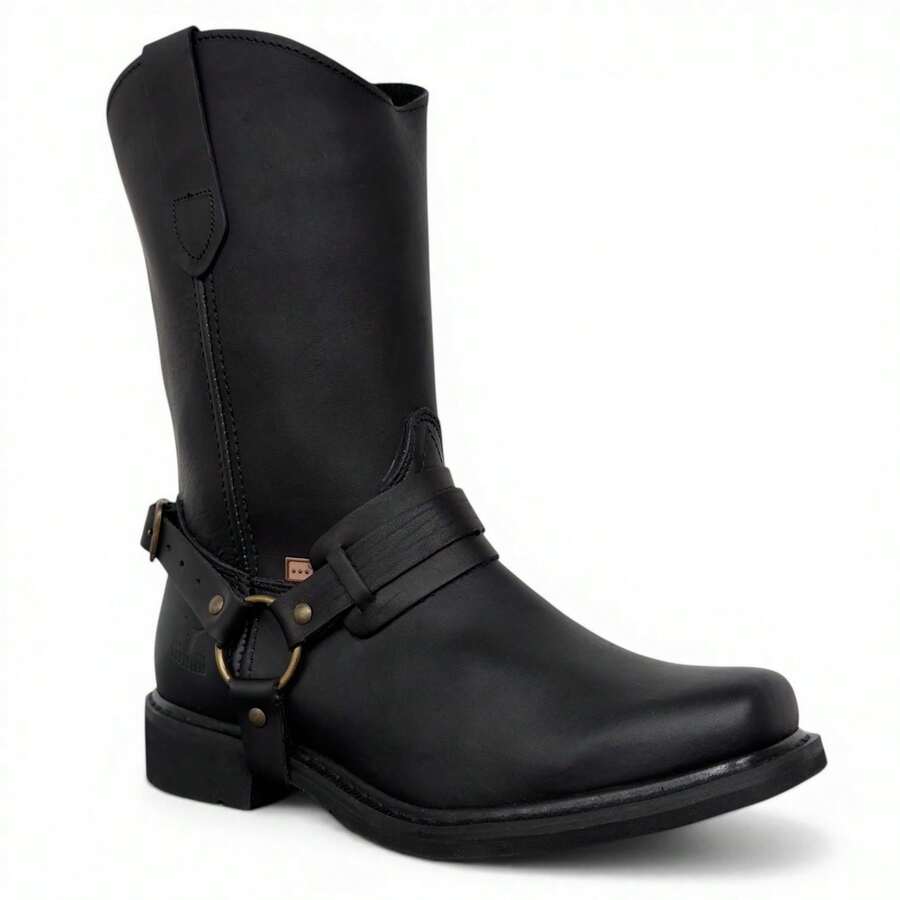 Bota Vaquera Uso Rudo De Argolla Piel Estilo Choper O Campo