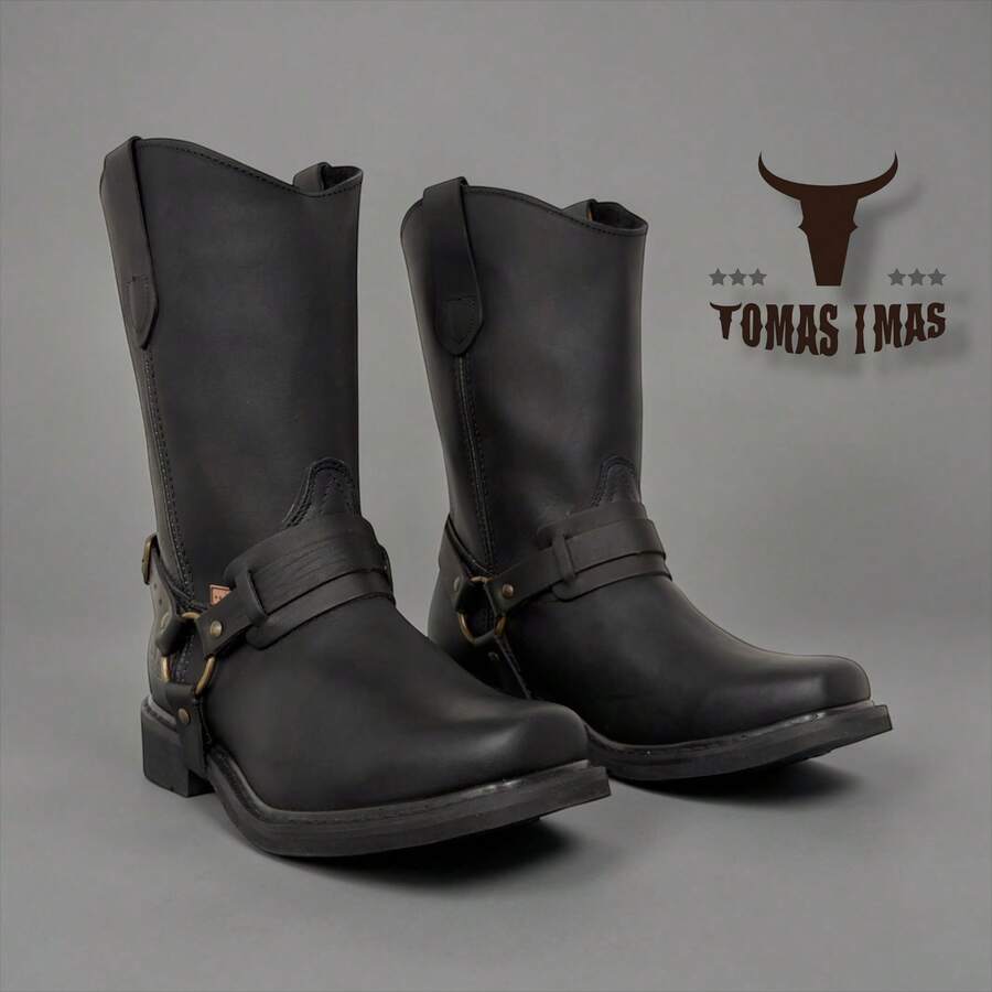 Bota Vaquera Uso Rudo De Argolla Piel Estilo Choper O Campo