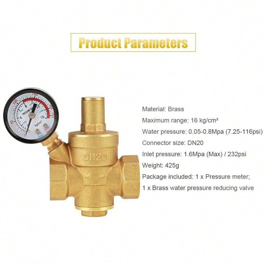 Válvula Reducto Regulador Presión Agua Dn20 Manometro