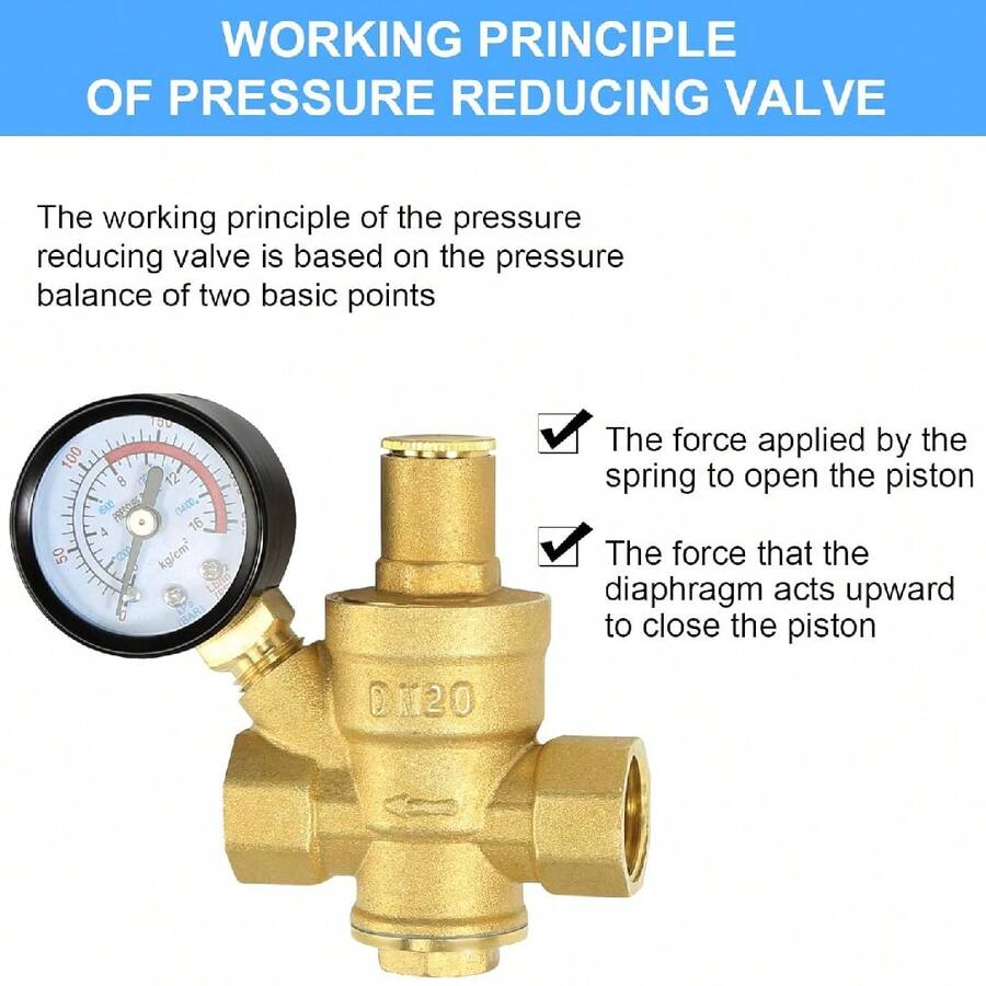 Válvula Reducto Regulador Presión Agua Dn20 Manometro