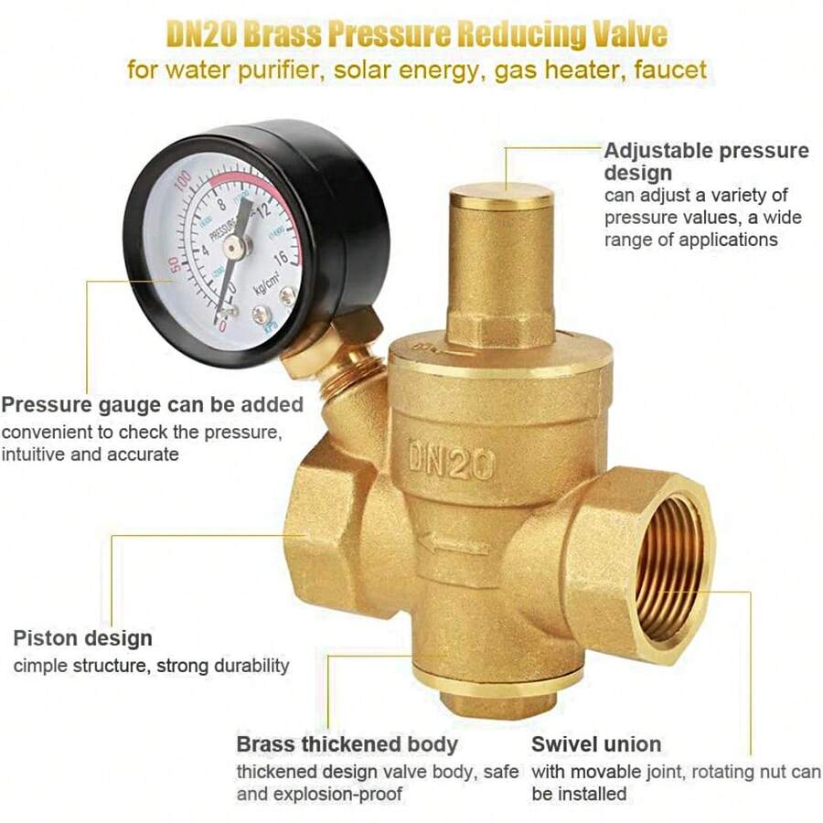 Válvula Reducto Regulador Presión Agua Dn20 Manometro