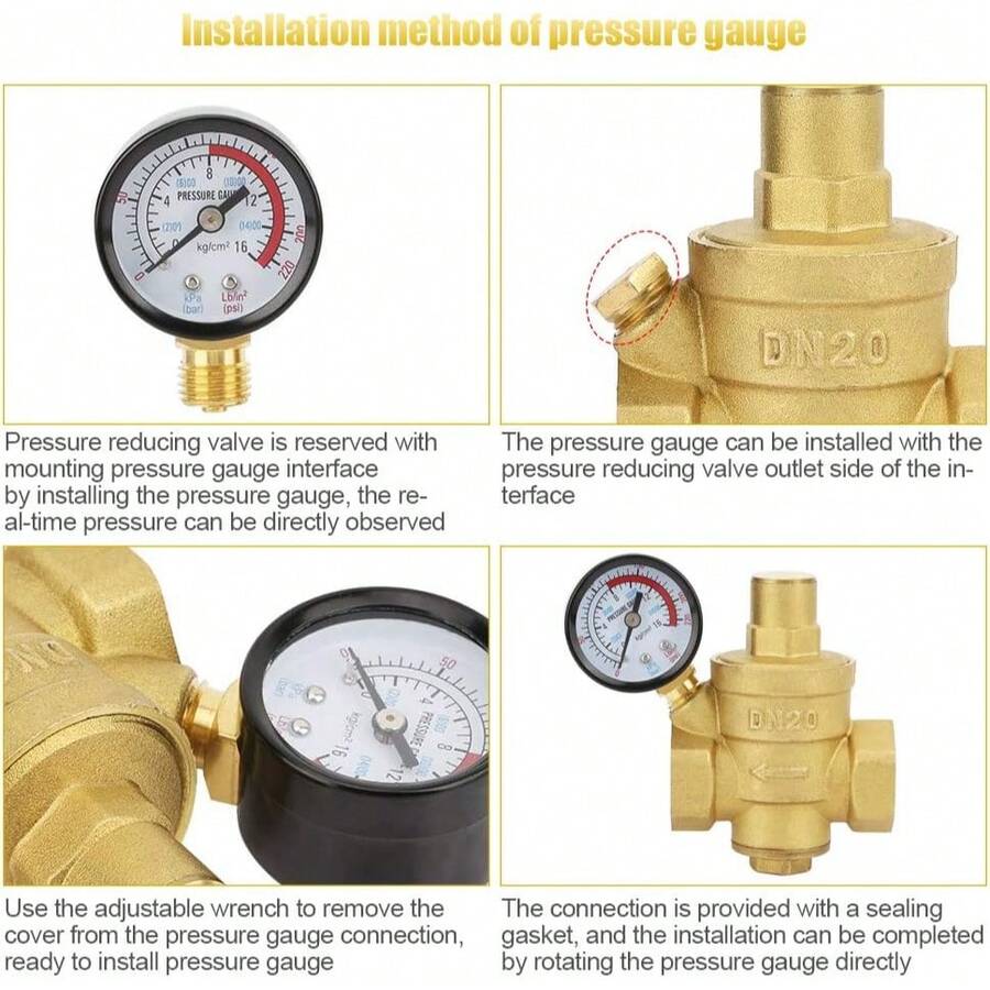 Válvula Reducto Regulador Presión Agua Dn20 Manometro