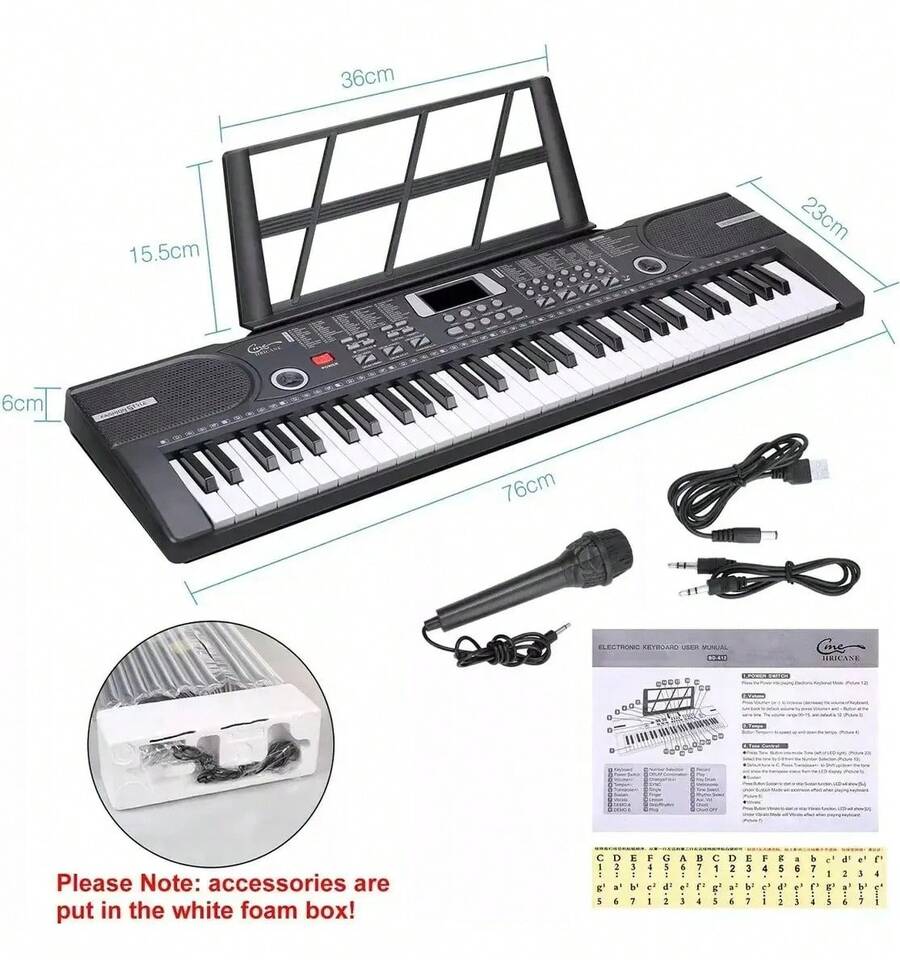 Piano Musical 61 Teclas Con Micrófono