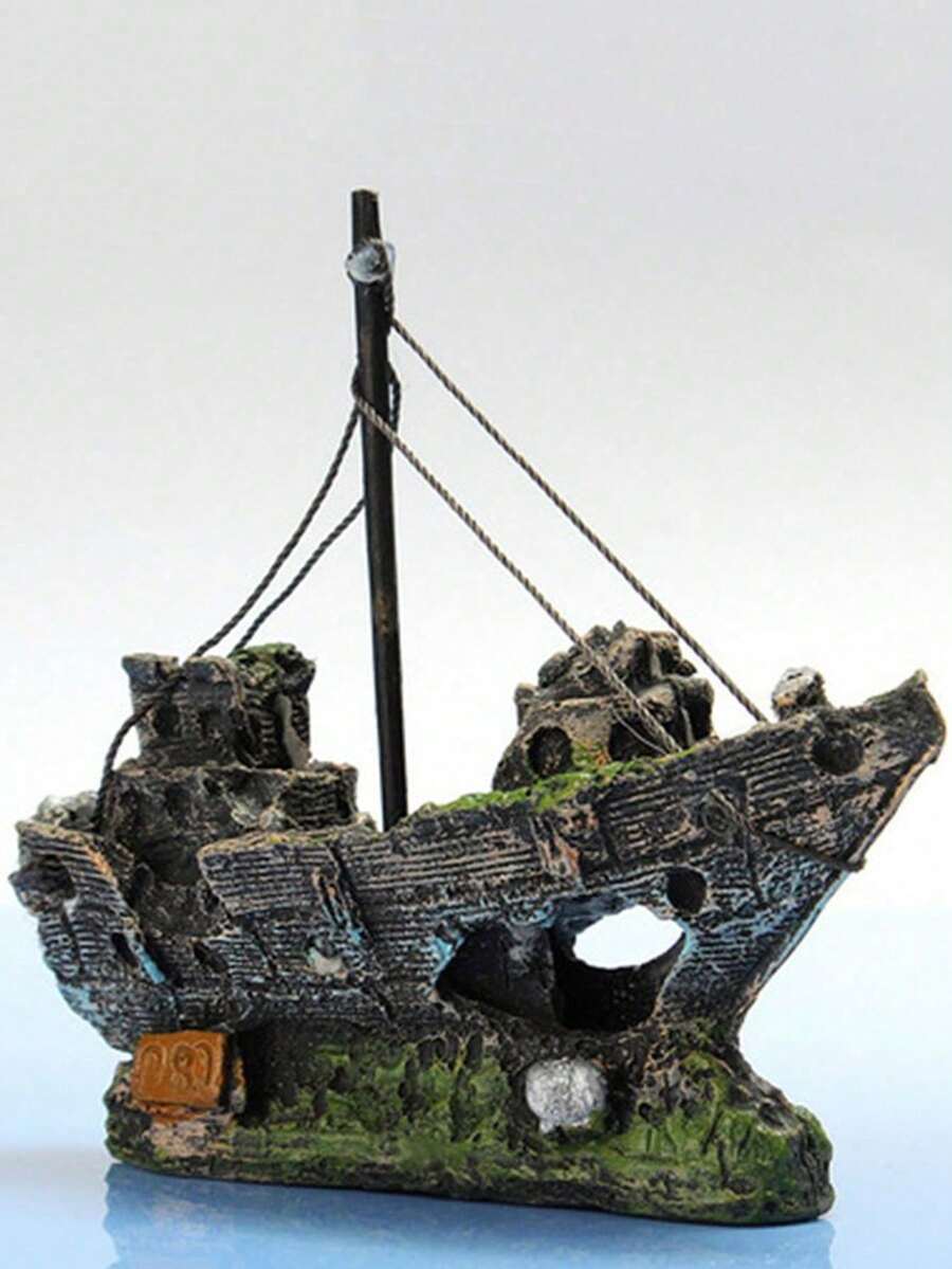 1 pieza Decoración de resina de barco naufragio de estilo pirata