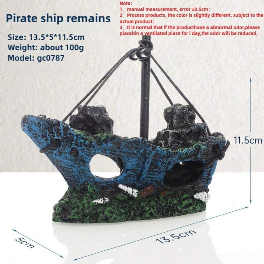 1 pieza Decoración de resina de barco naufragio de estilo pirata