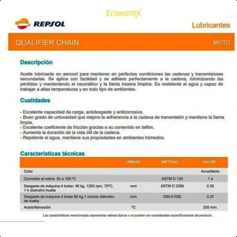 Lubricante de Cadena Moto Repsol Chain Lube 400ml Aerosol