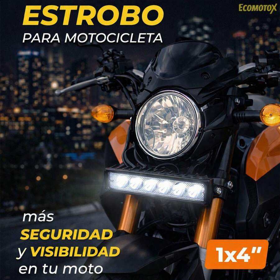 Faro Auxiliar Estrobo 1x4 LED Barra Universal 12V Moto