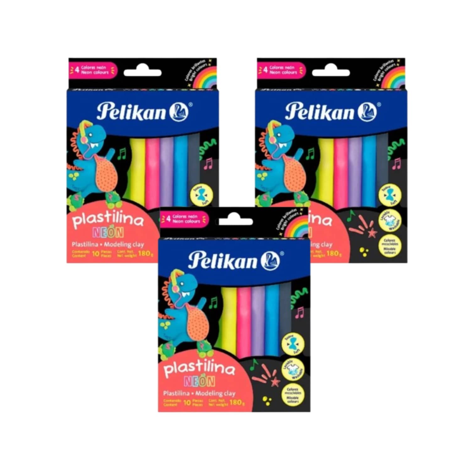 Pack de 3 piezas Plastilina de colores surtidos