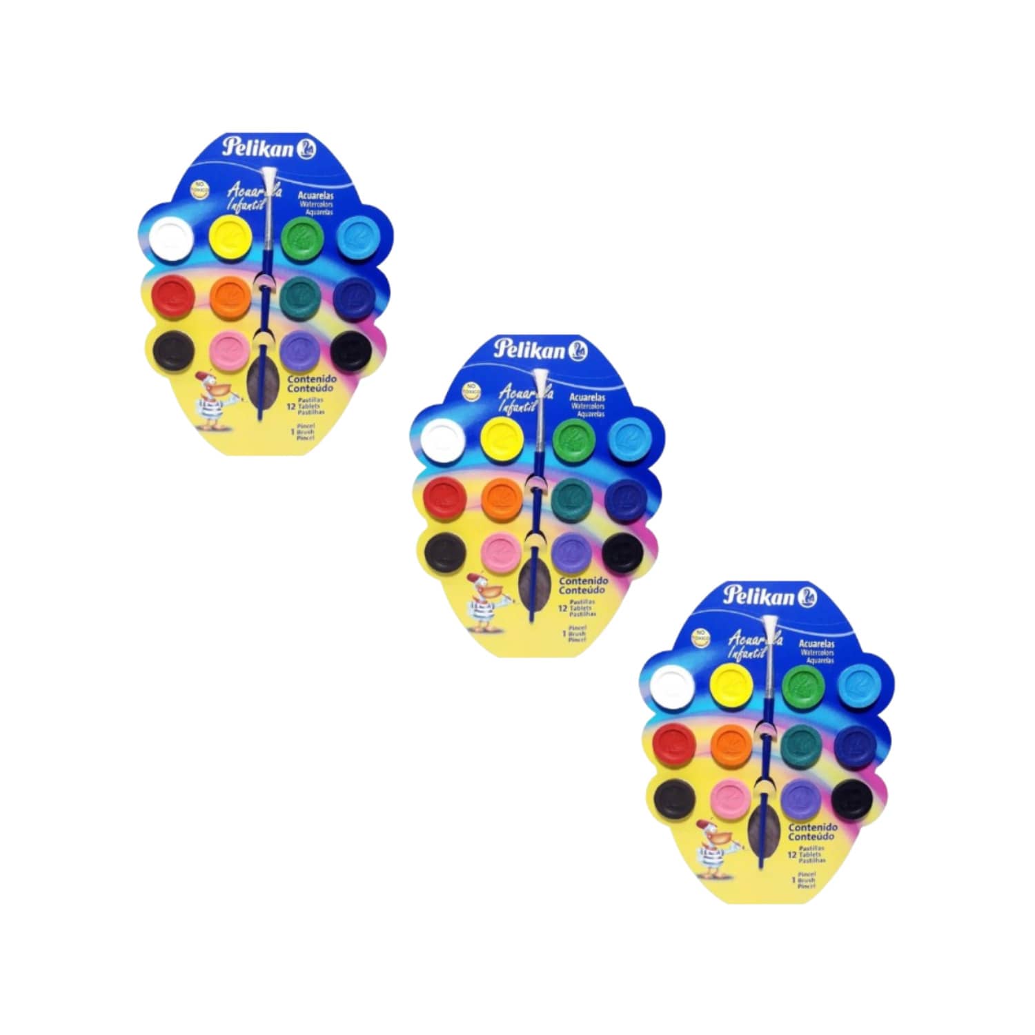 Pack de 3 acuarelas Pelikan con 12 colores
