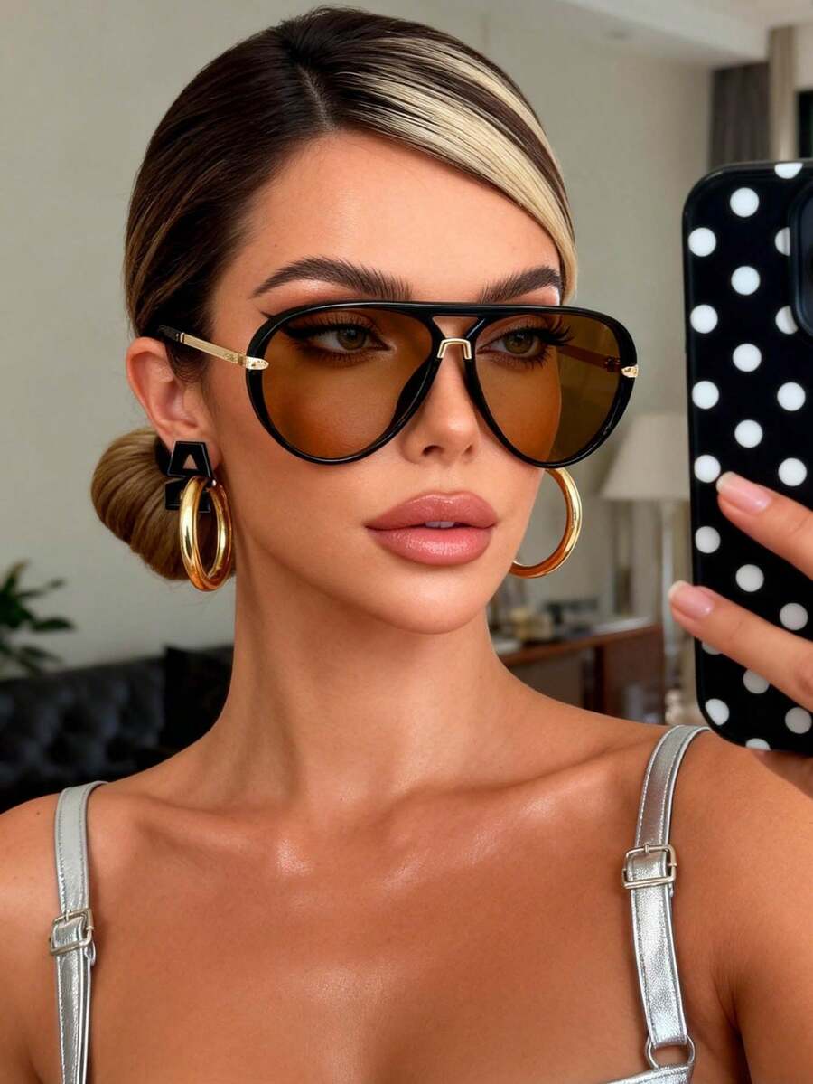 Gafas de moda con marco de metal retro de gran tamaño