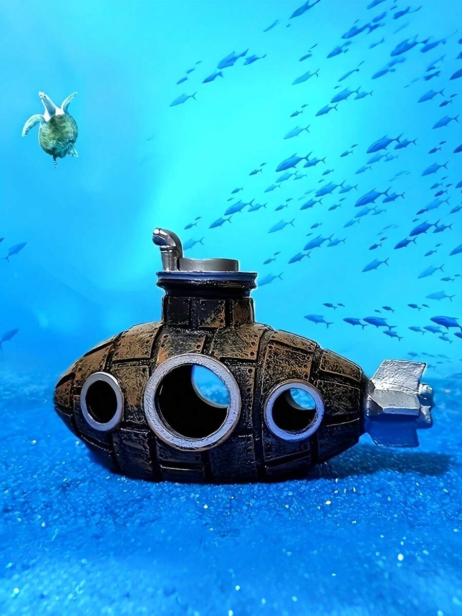 1 pieza Decoración de submarino hundido para acuario
