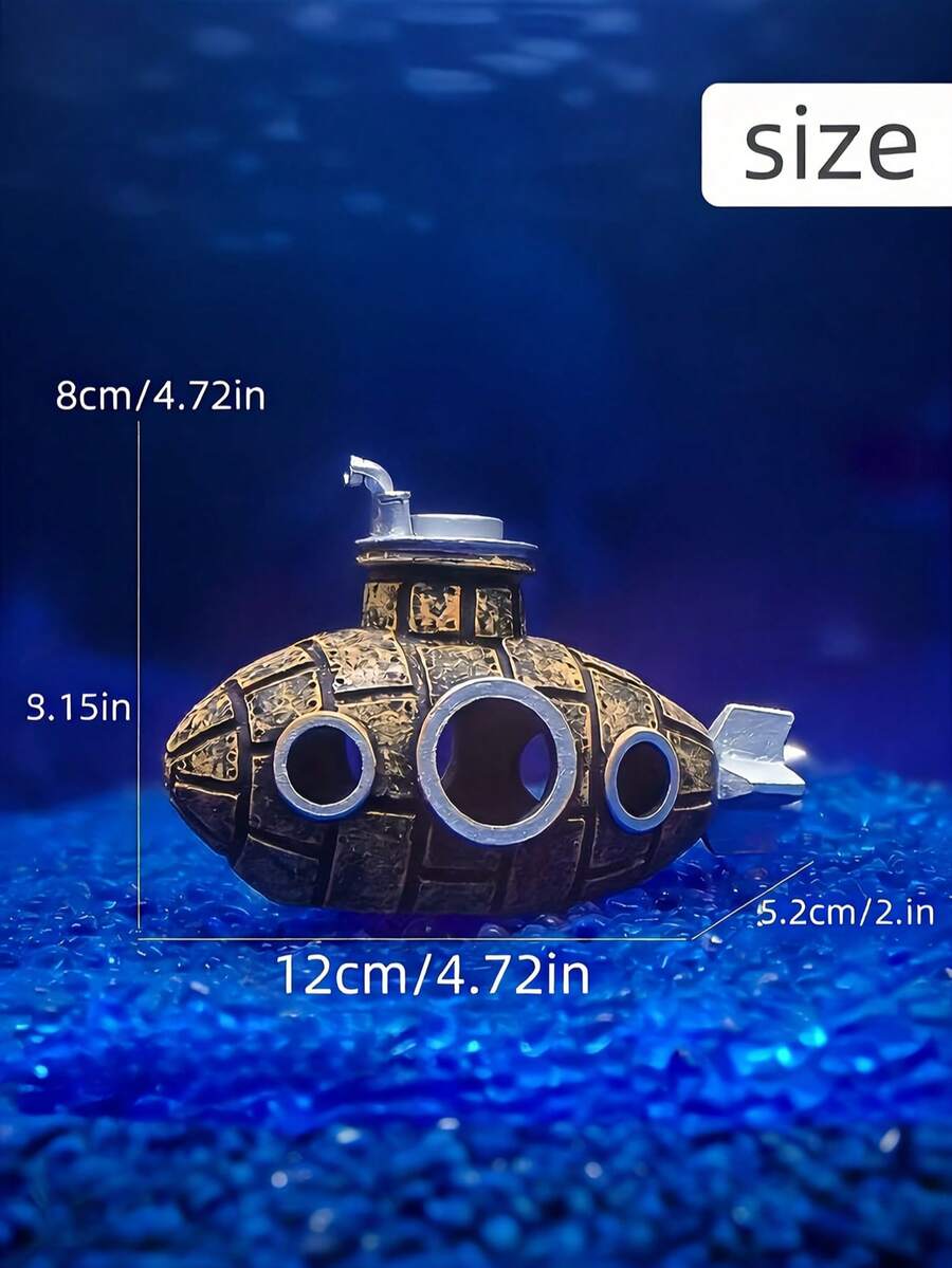 1 pieza Decoración de submarino hundido para acuario