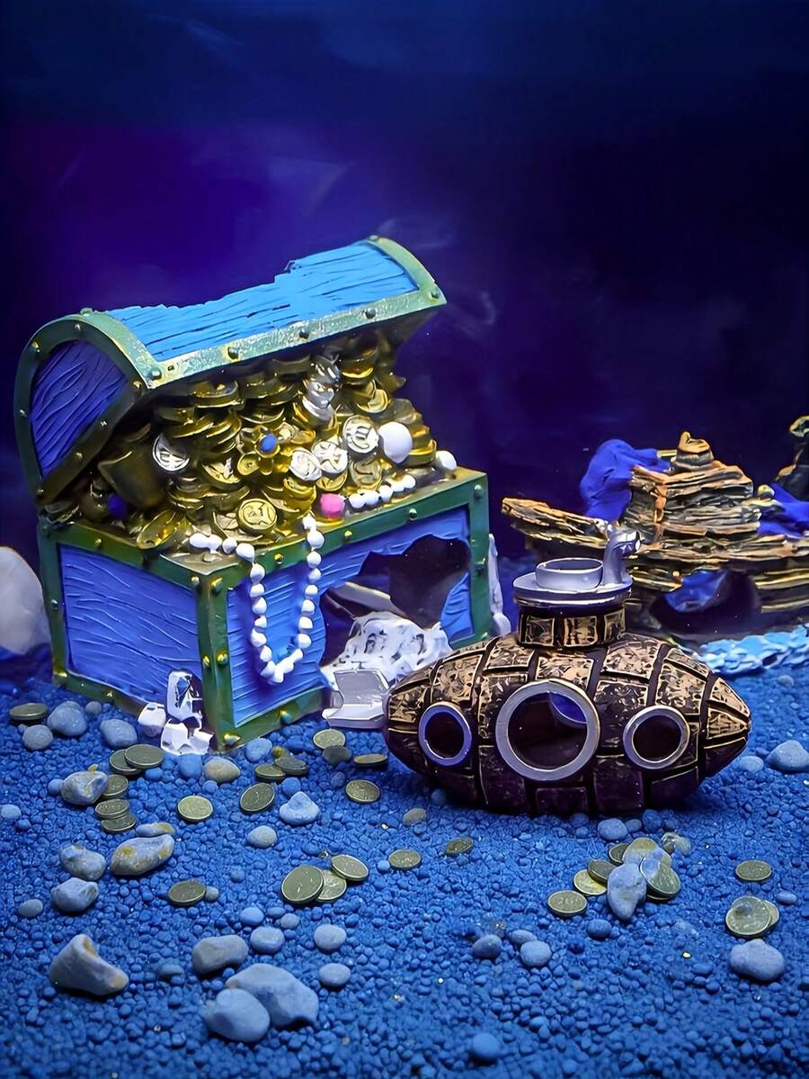 1 pieza Decoración de submarino hundido para acuario