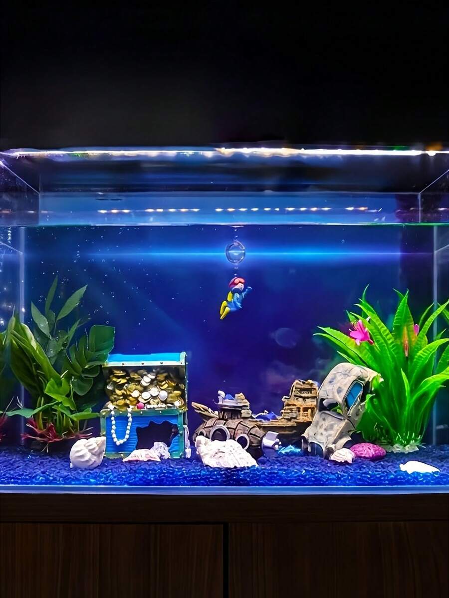1 pieza Decoración de submarino hundido para acuario