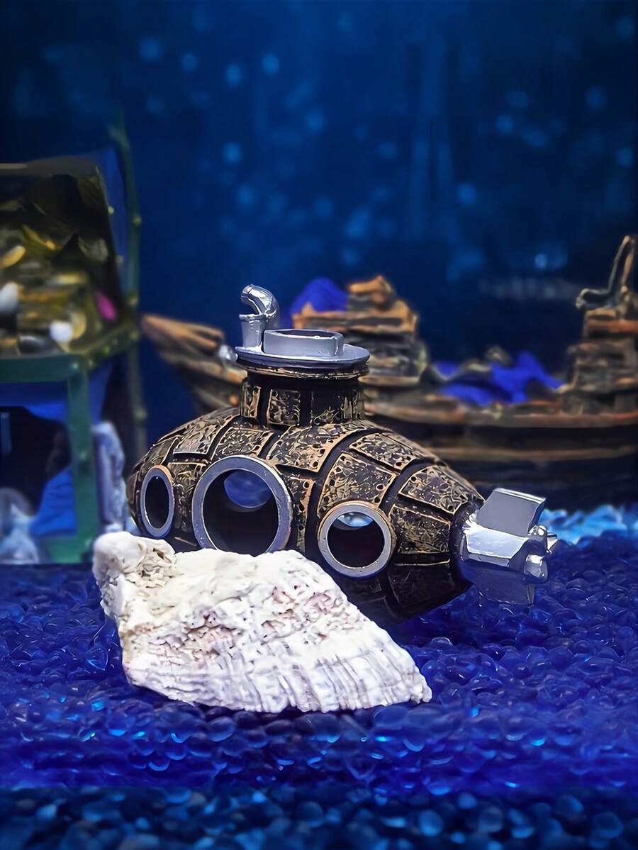 1 pieza Decoración de submarino hundido para acuario