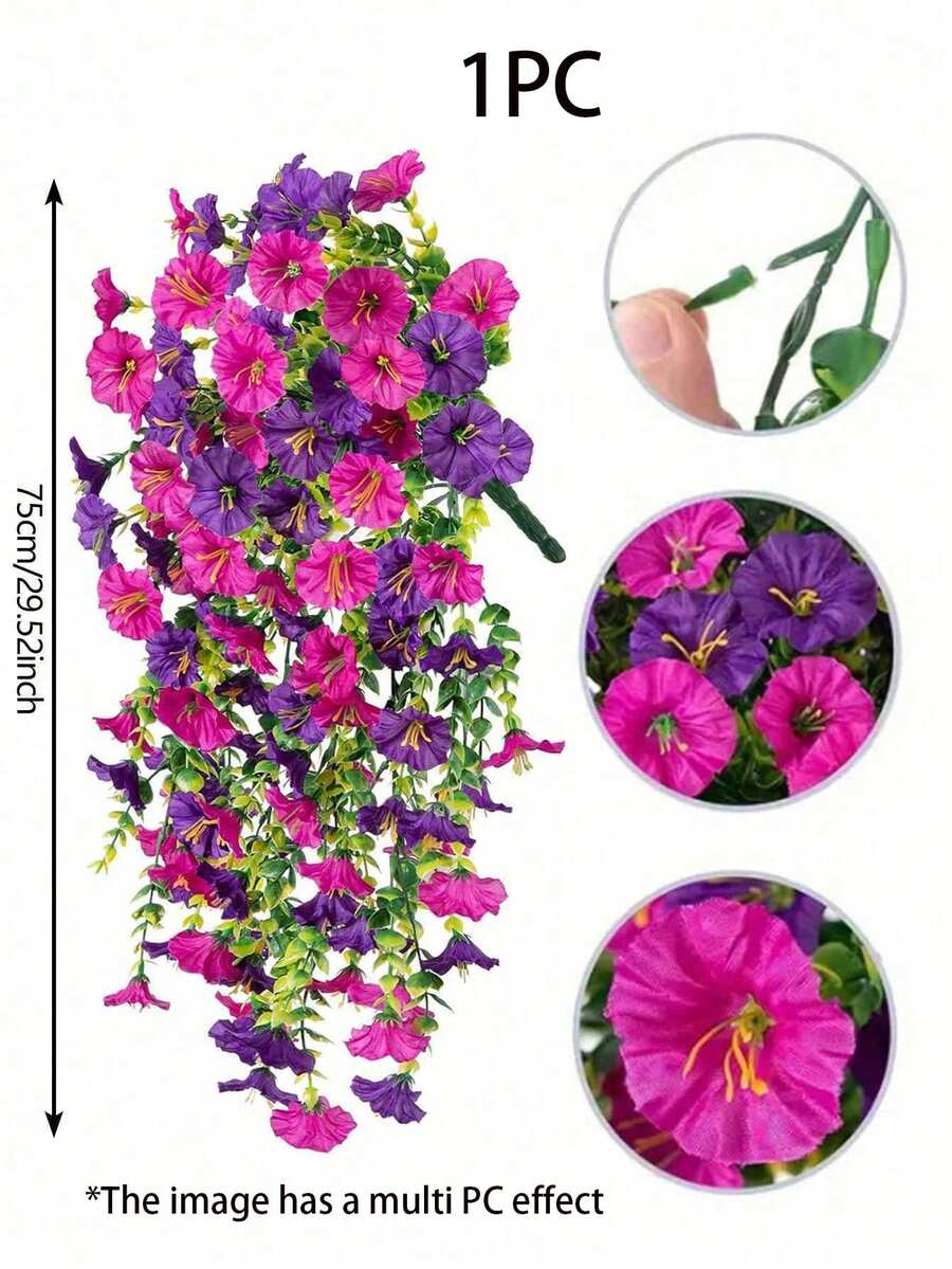 Flores artificiales colgantes de seda y hojas de eucalipto