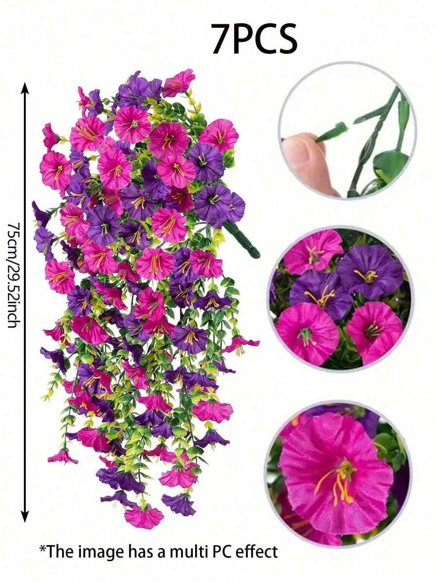 Flores artificiales colgantes de seda y hojas de eucalipto