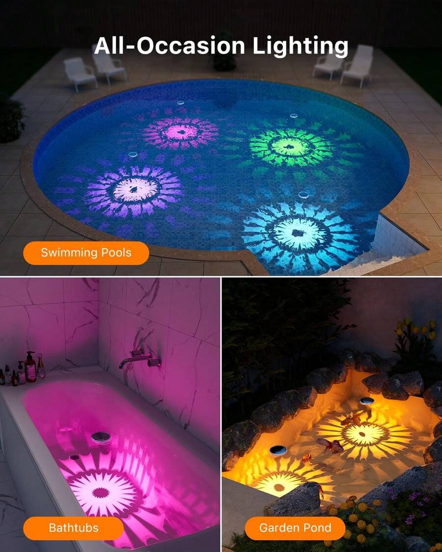 2 Luces De Piscina Flotantes