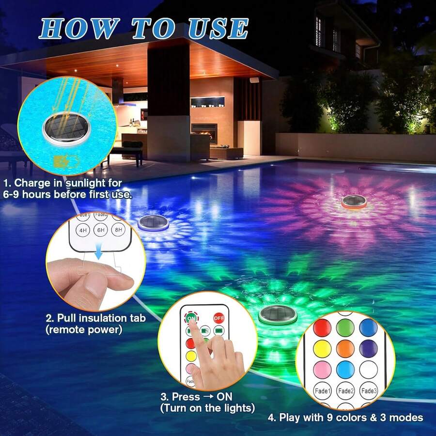 2 Luces De Piscina Flotantes