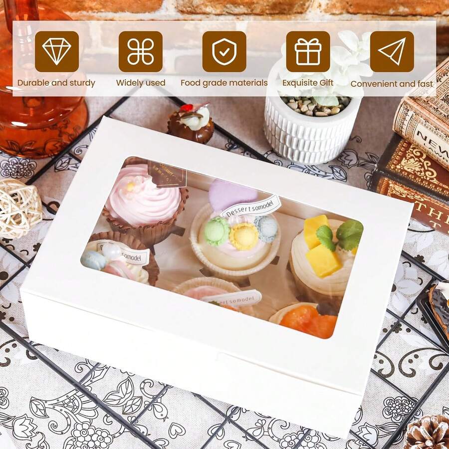 20 Cajas Para Postres Blancas Con Ventana