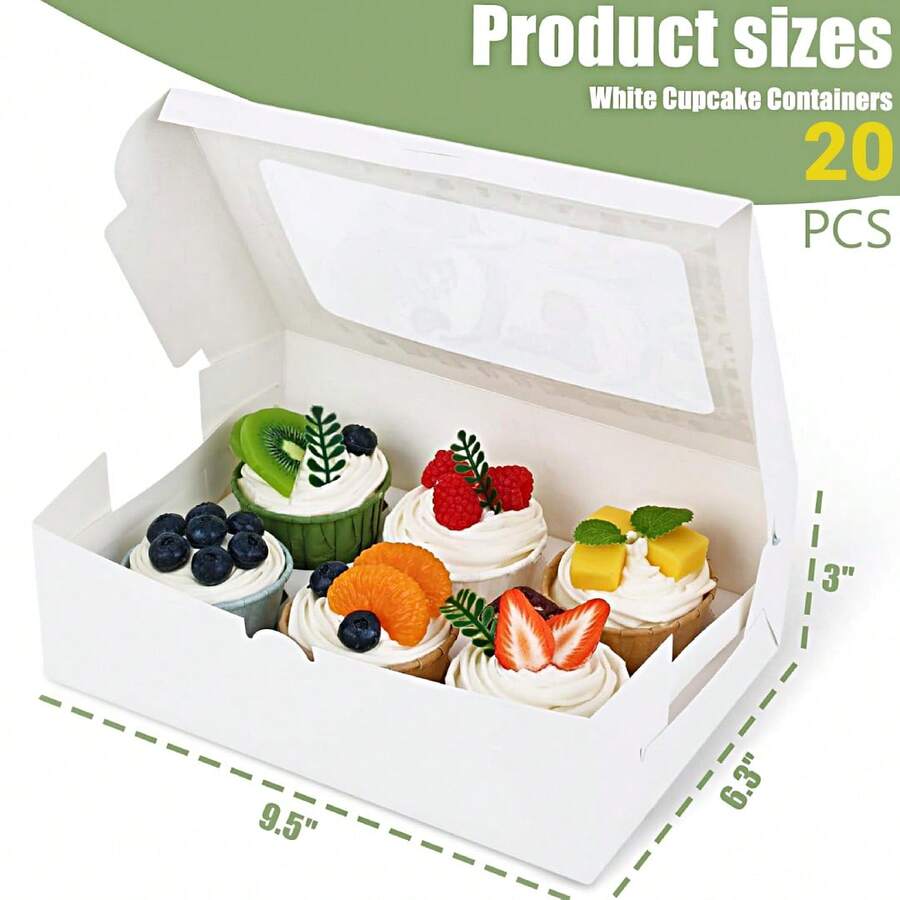 20 Cajas Para Postres Blancas Con Ventana
