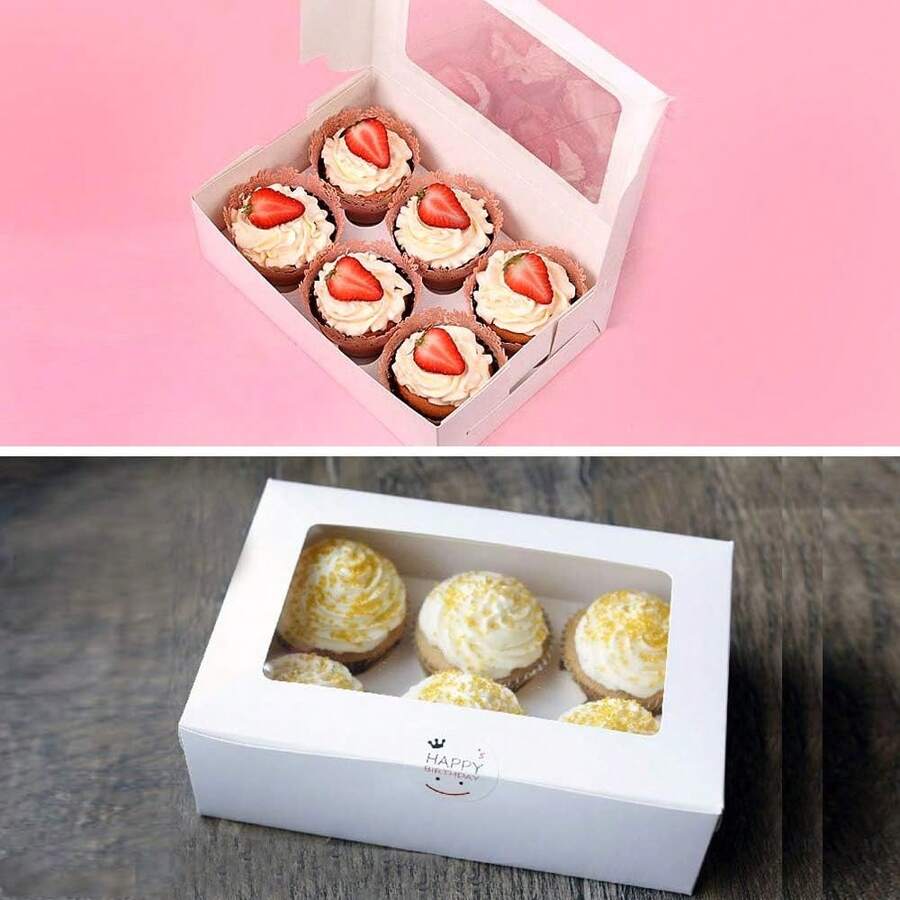 20 Cajas Para Postres Blancas Con Ventana