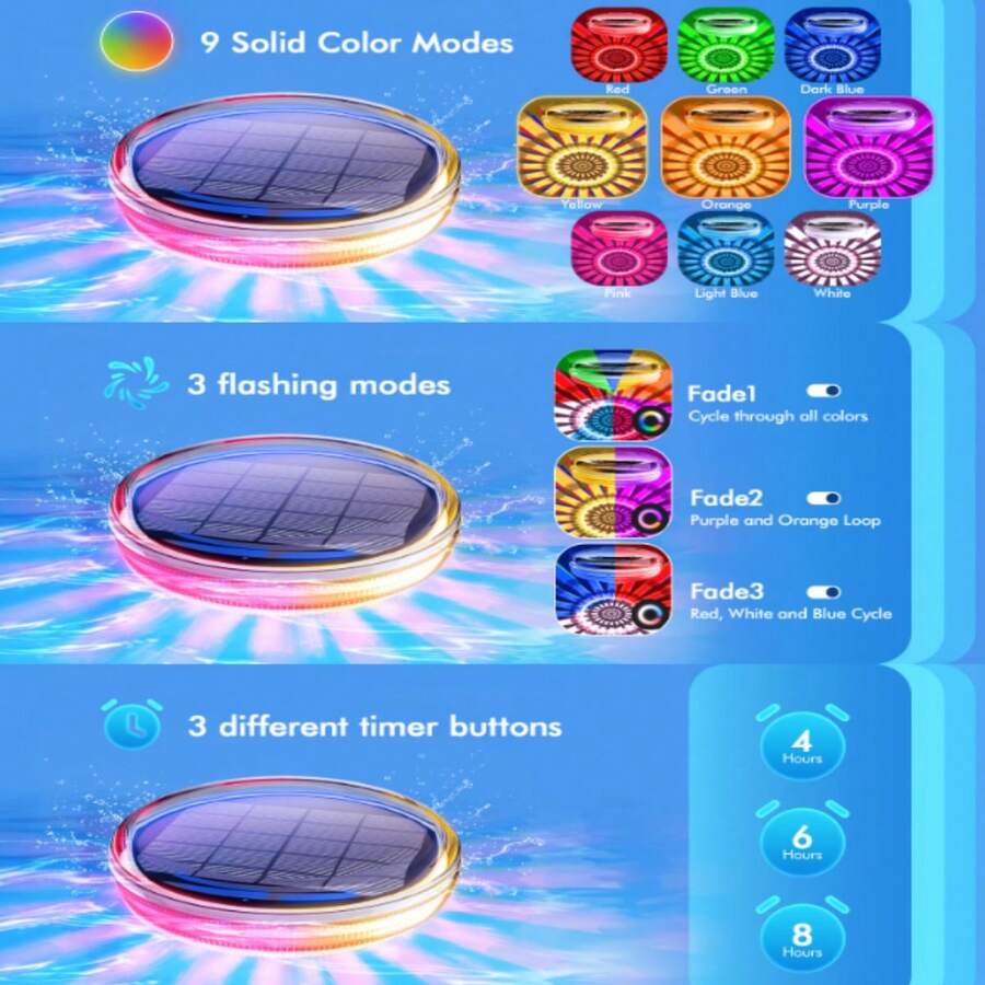 2PCS Luces de piscina flotantes