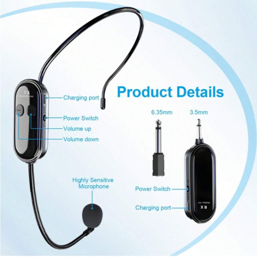 2Pcs Sistema de micrófono inalámbrico