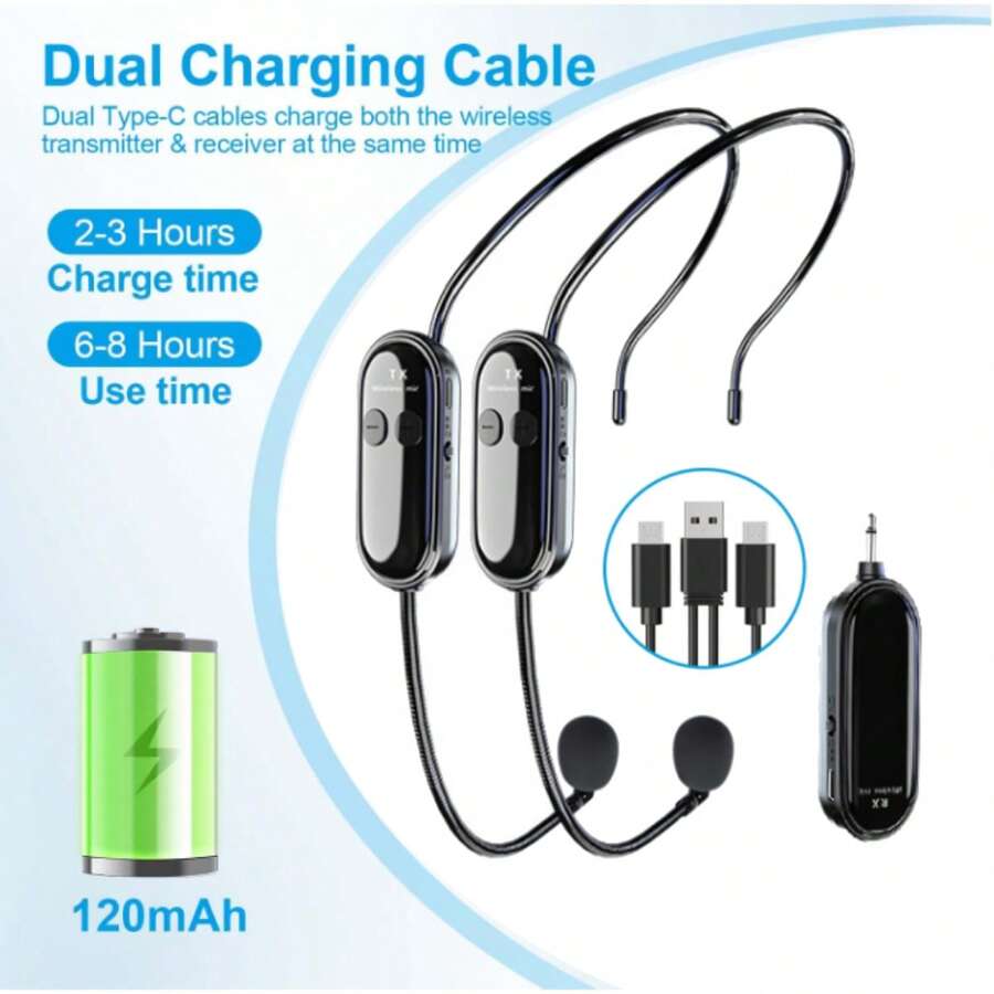 2Pcs Sistema de micrófono inalámbrico