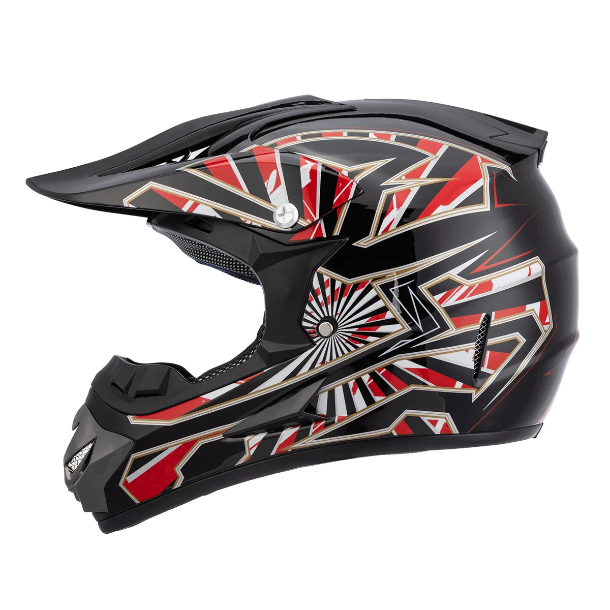 Casco Cross Infantil Niño Moto Con Gafas Guantes Negro+rojo -S