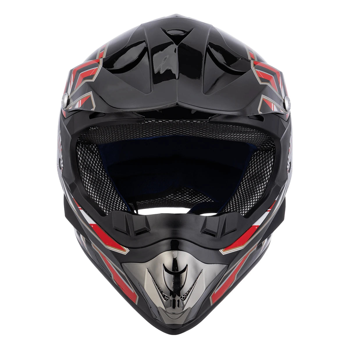 Casco Cross Infantil Niño Moto Con Gafas Guantes Negro+rojo -S
