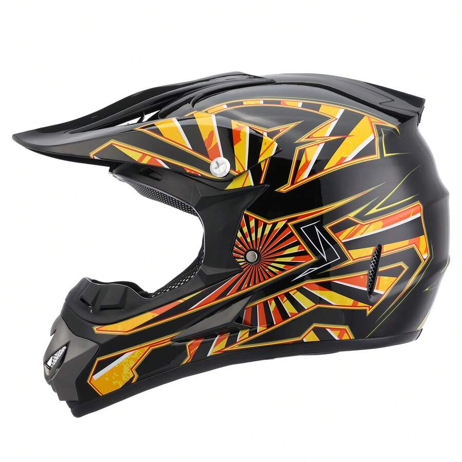 Casco Cross Infantil Niño Moto Con Gafas Guantes Naranja -S