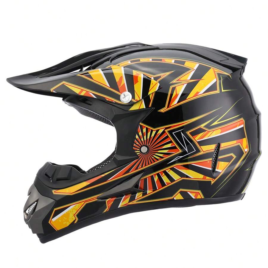 Casco Cross Infantil Niño Moto Con Gafas Guantes Naranja -L