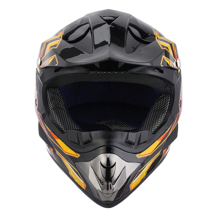Casco Cross Infantil Niño Moto Con Gafas Guantes Naranja -L