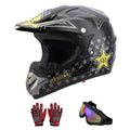 Casco Cross Infantil Niño Moto Con Gafas Guantes Estrella -M